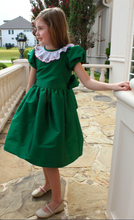 Load image into Gallery viewer, Green Taffeta Dress With Modern Tree Collar
