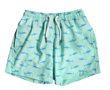 Load image into Gallery viewer, Green Shark Kids Swim Shorts
