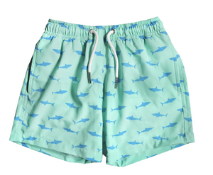 Green Shark Kids Swim Shorts