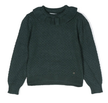 Load image into Gallery viewer, Ruffled Collar Sweater - Bottle Green
