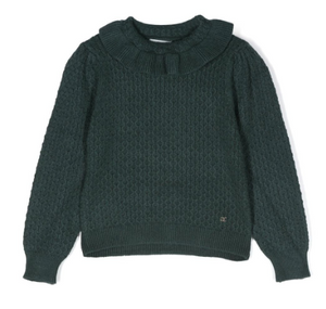 Ruffled Collar Sweater - Bottle Green