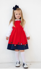 Load image into Gallery viewer, Red Brushed Fine Line Jumper With Plaid Flowers
