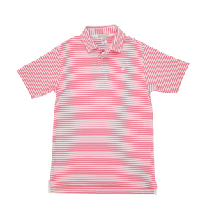 Prim & Proper Polo - Hamptons Hot Pink Stripe With Multicolor Stork