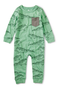 Printed Pocket Romper - Iguana