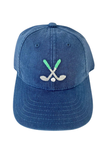 Kids Golf Clubs On Navy Baseball Hat