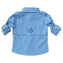 Load image into Gallery viewer, Daphne Blue Gingham Check Vented Fishing Shirt
