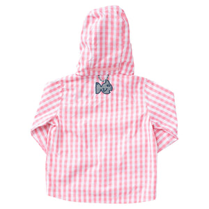 Pink Gingham Water And Wind Reflective Jacket With Pink Lining