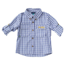 Load image into Gallery viewer, Gray And Blue Windowpane Vented Fishing Shirt
