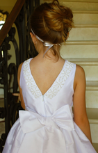 Load image into Gallery viewer, Ivory Silk Dress With Pearl Flower Trim
