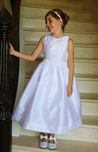 Load image into Gallery viewer, Ivory Silk Dress With Pearl Flower Trim
