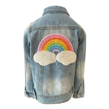 Load image into Gallery viewer, Rainbow Pearl Denim Jacket
