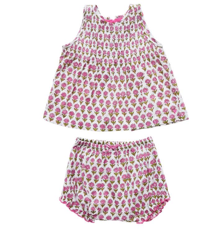 Jaipur 2 Piece Set - Pink Floral Block Print