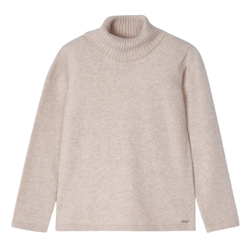 Basic Tricot Sweater - Beige Turtleneck