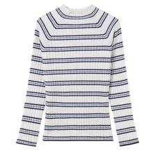 Load image into Gallery viewer, Stripe Knit Mock Neck Sweater
