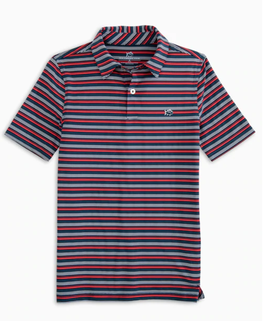 Specular Blue Johnston Stripe Driver Performance Polo