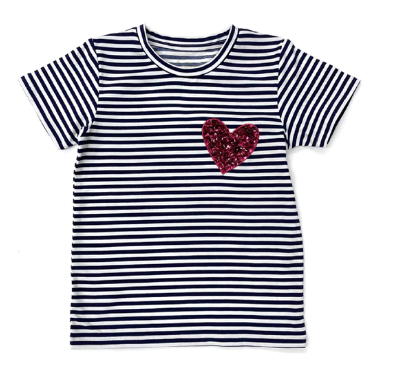 Katie Tee Navy Stripe With Heart Patch