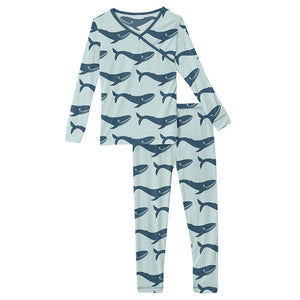 Fresh Air Blue Whales Kimono Pajama Set