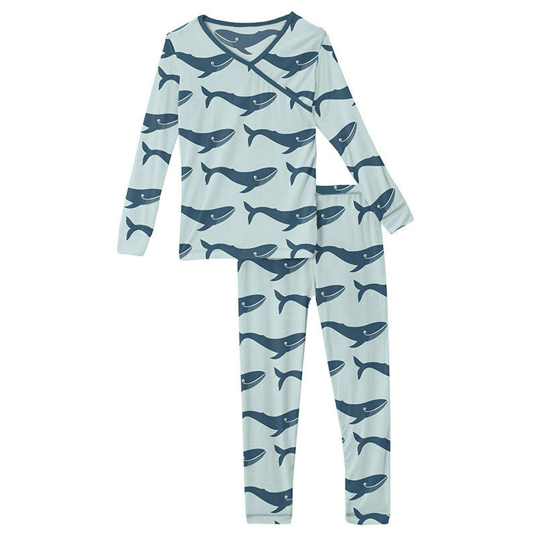 Fresh Air Blue Whales Kimono Pajama Set