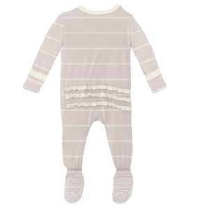 Macaroon Road Trip Stripe Muffin Ruffle Footie With Zipper