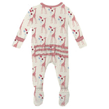 Load image into Gallery viewer, Natural Balloon Giraffe Ruffle Footie With Zipper
