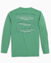 Load image into Gallery viewer, Bottle Green Long Sleeve Spotted Trout Performance Tee

