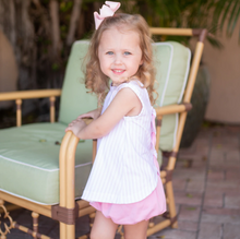 Load image into Gallery viewer, Kinley Knot Knit Pink Stripe Ruffle Short Set
