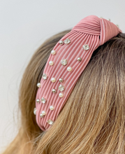Load image into Gallery viewer, Top Knot Pearls And Rhinestones Pleated Headband - Assorted
