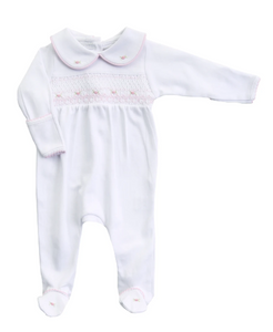 Lia & Luca's Classics Smocked Collared Pink Footie