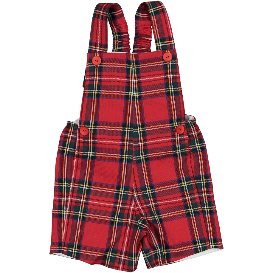 Red Plaid Louvre Short Overall