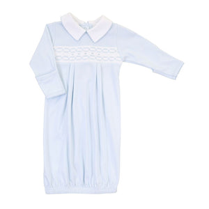 Maddy and Michael's Classics Smocked Collared Blue Pleated Gown