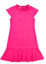 Load image into Gallery viewer, Magenta Techno Knit Dress With Ruffles
