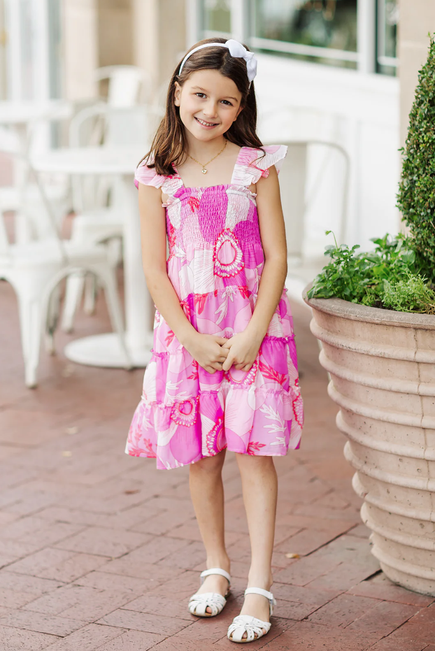 Maisie Pink And White Floral Print Dress