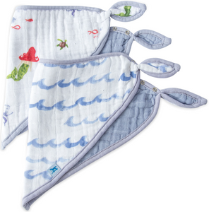 Cotton Muslin Bandana Bib 2 Pack - Mermaid