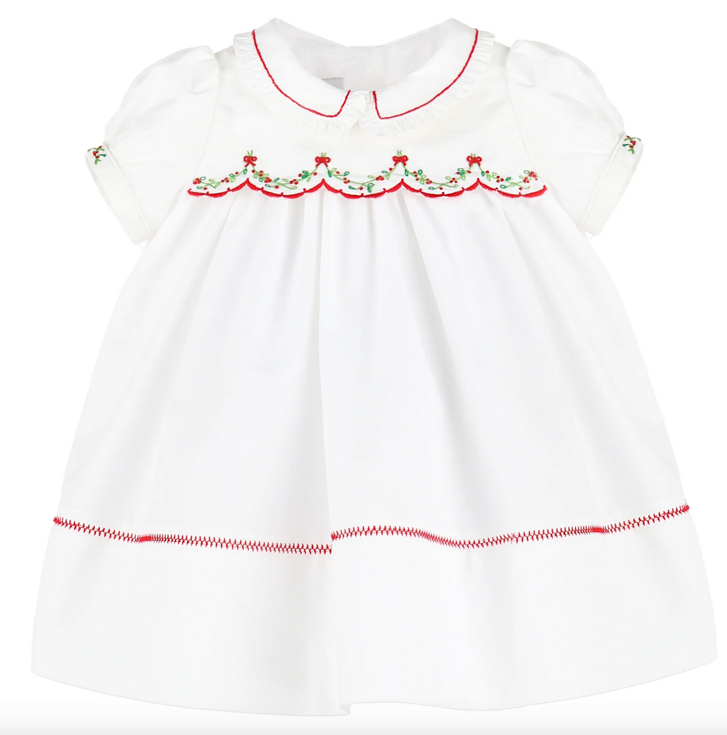 White Merrymaker Scallop Dress