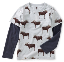 Load image into Gallery viewer, Moose Crossing Layered Sleeve Tee
