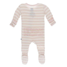 Load image into Gallery viewer, Sweet Stripe Muffin Ruffle Footie With Zipper
