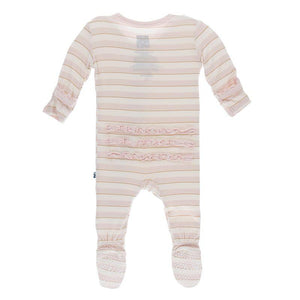 Sweet Stripe Muffin Ruffle Footie With Zipper