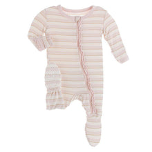 Load image into Gallery viewer, Sweet Stripe Muffin Ruffle Footie With Zipper
