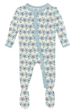 Load image into Gallery viewer, Natural Hydrangea Ruffle Footie With Zipper
