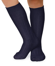 Load image into Gallery viewer, Navy Classic Cable Knee High
