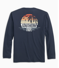 Load image into Gallery viewer, True Navy Long Sleeve Circle Sunset Performance Tee
