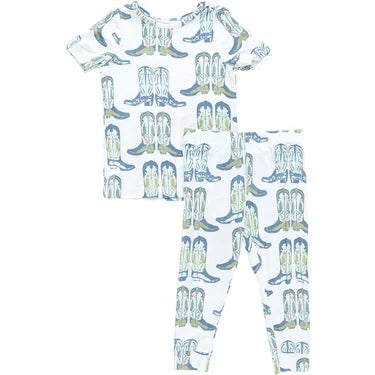 Blue Cowboy Boots Bamboo Pajama Set