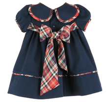 Load image into Gallery viewer, Navy Noel Plaid Petal Dress
