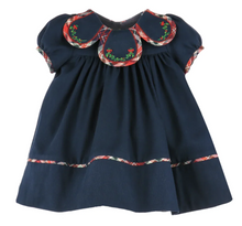 Load image into Gallery viewer, Navy Noel Plaid Petal Dress
