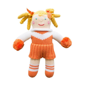 Orange & White Cheerleader Knit Doll 7"