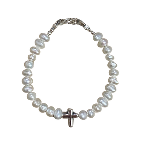 Mini Cross Pearl Bracelet