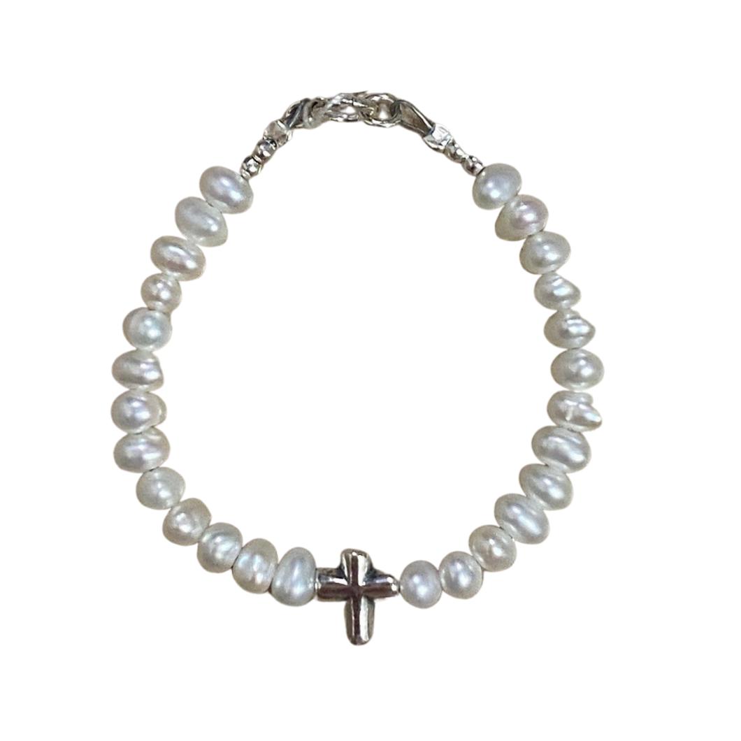 Mini Cross Pearl Bracelet