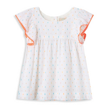 Load image into Gallery viewer, Dobby Dot Off White Ruffle Sleeve Top
