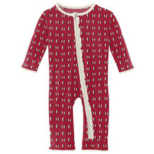Load image into Gallery viewer, Crimson Penguins Muffin Ruffle Coverall With Zipper
