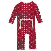 Load image into Gallery viewer, Crimson Penguins Muffin Ruffle Coverall With Zipper
